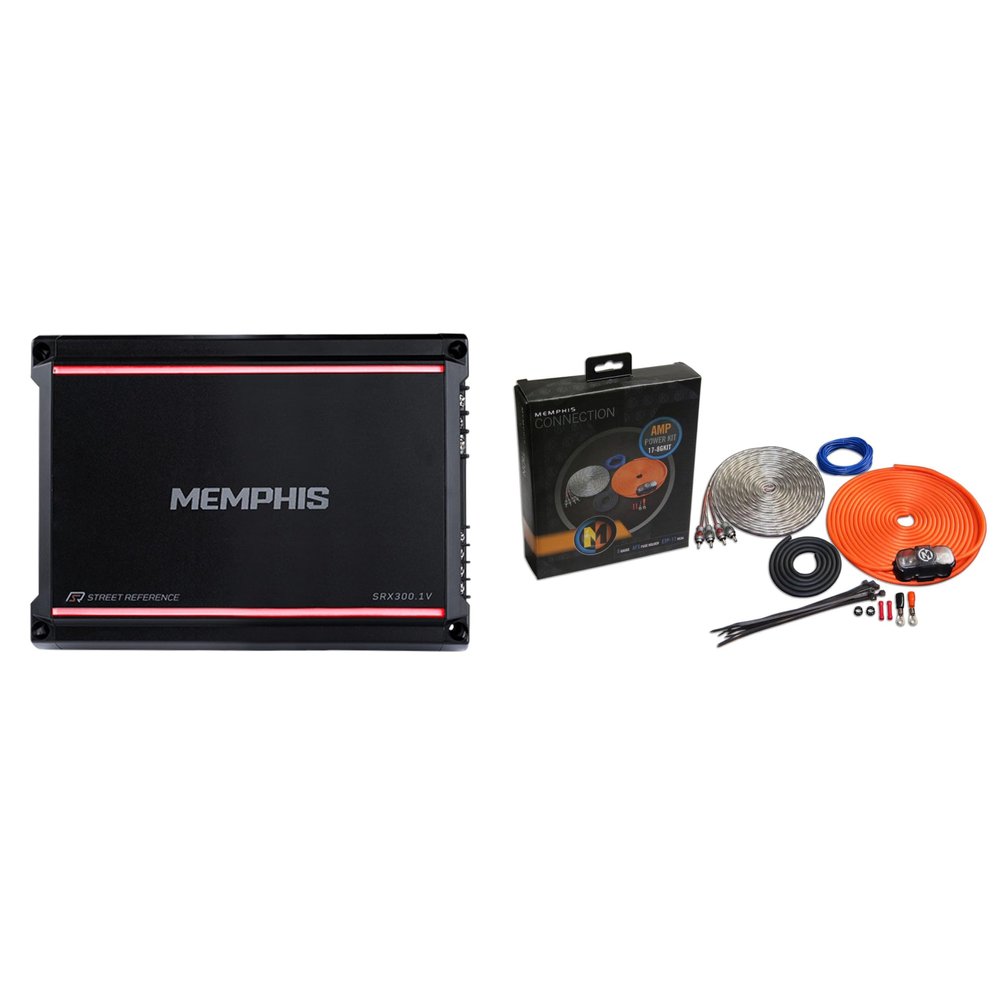 Memphis SRX300.1V Street Reference Series Mono Subwoofer Amplifier and Amp Wiring Kit