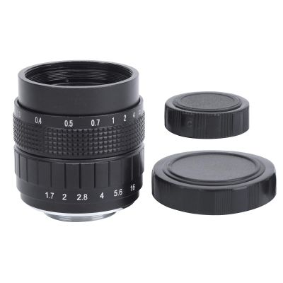 35mm F1.7 C Mount Television TV Film Fixed Focus Mirrorless Camera Lens Accessory, Lightweight Portable Photography Lens, 12 Aperture Blades for Circular Diffuse Spots, MC (Black)