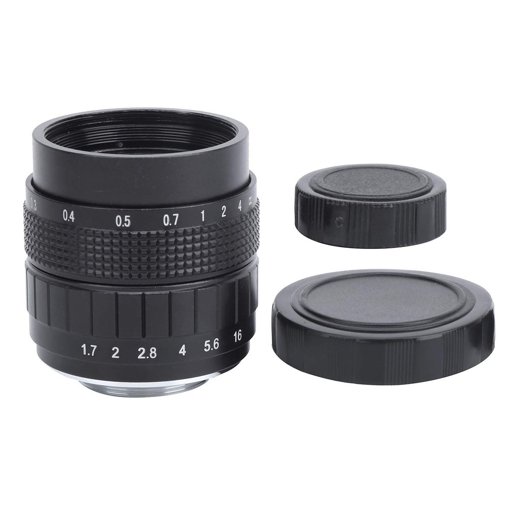 35mm F1.7 C Mount Television TV Film Fixed Focus Mirrorless Camera Lens Accessory, Lightweight Portable Photography Lens, 12 Aperture Blades for Circular Diffuse Spots, MC (Black)