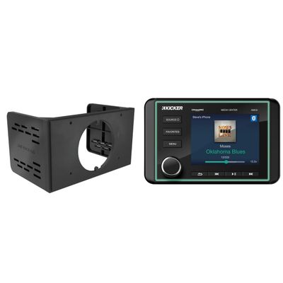 Kicker 46KMC5 Weather-Resistant Gauge-Style Media Center with Bluetooth & SPXDDASH Double-Din Dash Kit Bundle