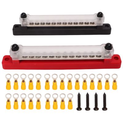 2pcs 12 Terminal Bus Bar Power Distribution Block 48V 150A Low Resistance Good Conductivity for Cars RVs Ships