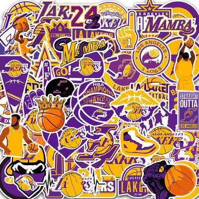 120PCS Los Angeles Basketball Laker Stickers Pack for Laptop Water Bottle Car Window Scrapbook Helmet Skateboard Wall Cool Vinyl Decals Waterproof Basketball Gifts for Kids Teens Adults Fans