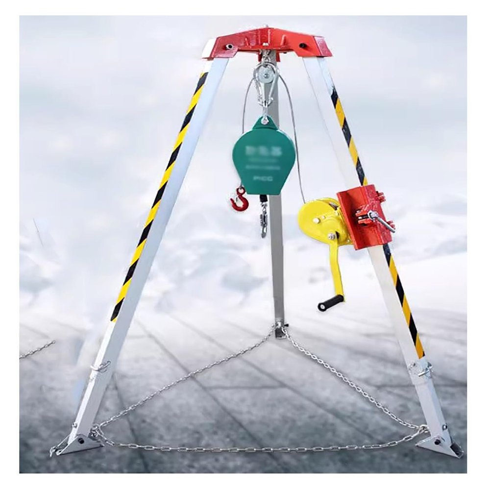 Portable Emergency Rescue Tripod Kit - 7FT Adjustable Legs, 98FT Durable Cable, 2600LBS Load Capacity, Fall Protection for Tunnels, Pipelines, Wellheads - Essential Rescue Equipment