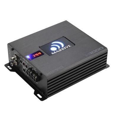 Massive Audio H12000 | 12,000W RMS 1-Ohm Monoblock - Class D Competition Amp, Heavy-Duty Bass Power, Dual Power Inputs, Built for SPL Systems - Hippo Series Amplifier