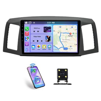 10" 4G+64G Android 14 Double Din Car Stereo for Jeep Grand Cherokee 2004-2007 Touchscreen Car Radio Receiver Head Unit w/Wireless Carplay and Android Auto GPS Navi Bluetooth WiFi FM AHD Backup Camera
