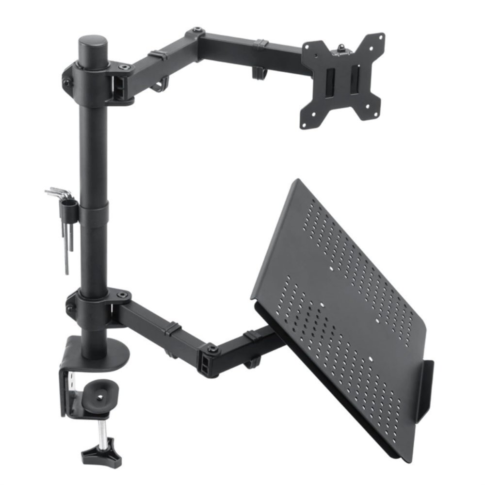 KEIYANA Laptop Desktop Double Arm Computer Monitors Bracket Computer Mount Stand for Office Game Ergonomic Monitors Holder Space Saving Monitors Stand