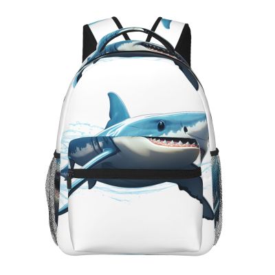 FHEBNDS Blue Shark Backpack for Men Women College Backpack Laptop Bag Casual Daypack Hiking Travel Rucksack