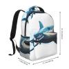 FHEBNDS Blue Shark Backpack for Men Women College Backpack Laptop Bag Casual Daypack Hiking Travel Rucksack view 2