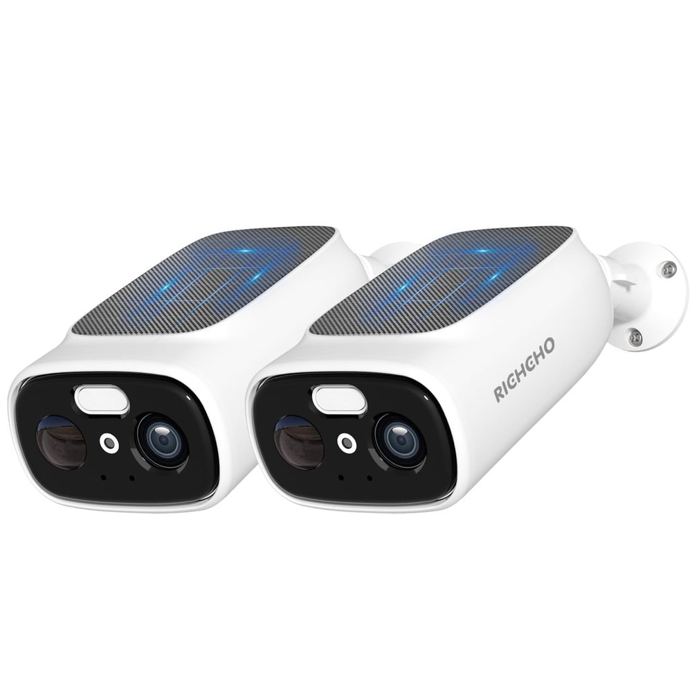 2pcs 2.4G/5G WiFi Cameras for Home Security with Embedded Solar Panel,2.5K Solar Security Cameras Wireless Outdoor with Color Night Vision,2-Way Talk,Siren,IP66, Cloud/SD, AI Detection,W/Alexa