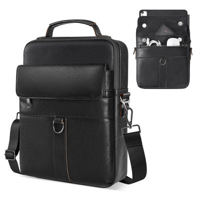 11 inch iPad Sleeve Carrying Leather Bag for 2025 iPad Pro 11 M5 M4 & iPad Air 11 M3 M2, iPad A16 with Magic Keyboard, Protective Padded Travel Shoulder Crossbody Case with Handle, Black