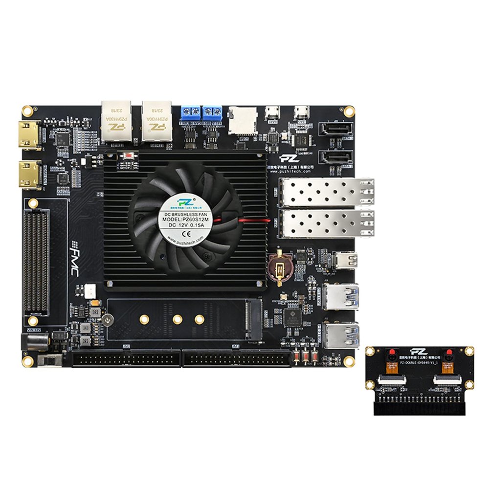 AMD ZU15EG Development Board Zynq UltraScale+ ARM FPGA Platform with 4GB DDR4 PS 2GB DDR4 PL FMC HPC SFP HDMI SATA MIPI AI Video Processing Educational Kit (Camera Package)