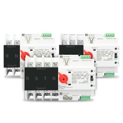 1pc Din Rail 2P 3P 4P ATS Dual Power Automatic Transfer Switch Electrical Selector Uninterrupted Power 63A 100A Mini(4P,63A)