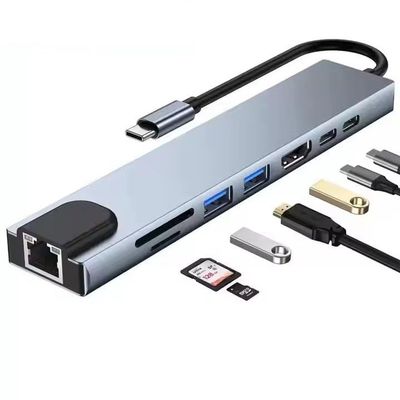 8-in-1 USB C Docking Station with 4K HDMI, USB 3.0/2.0, RJ45 Ethernet, SD Card Reader, PD Fast Charging Compatible with MacBook, Windows Laptops, PC