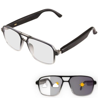 epekops Smart Glasses Bluetooth Audio Glasses Sunglasses Blue Light Glasses for Men Women Dual Mic Color-Change UV Protection