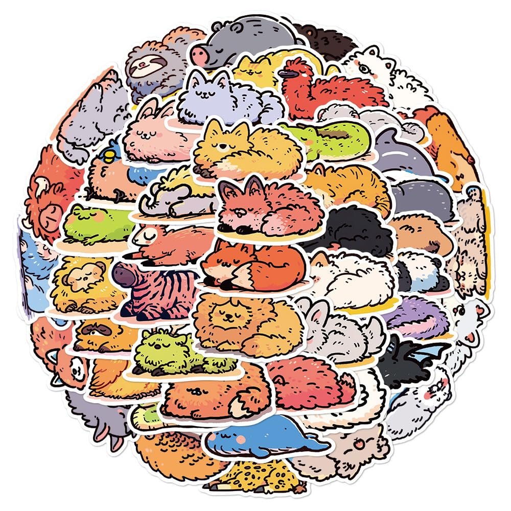 100 Cute Little Animals Waterproof Vinyl Stickers, Water Bottles, Laptops, Phones, Skateboards - Perfect for Kids, Adults, Teens and Girls