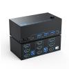 8K KVM Switch 3 Monitors 2 Computers 3 Port HDMI Dual PC Triple Monitor 2 PC 8K@60Hz/4K@120Hz 2 in 3 Out USB 3.0 KVM Switches, Wired Remote & USB 3.0 Cables & Power Cable Included view 1