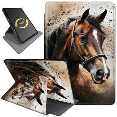 360Rotating Stand Case for 7" Kindle Paperwhite (12th Generation, 2024) & Kindle Colorsoft Signature Edition, Durable PU Leather Cover with Auto Wake/Sleep for Men, Women, Horse