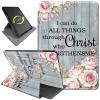 360Rotating Stand Case for 7" Kindle Paperwhite (12th Generation, 2024) & Kindle Colorsoft Signature Edition, Durable PU Leather Cover with Auto Wake/Sleep for Men, Women, Flower Bible view 1