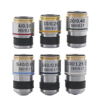 1pc Achromatic Objective Lens 4X 10X 20X 40X 60X 100X for Biological Microscope Bio-Microscope Conjugate Distance 185 Mm(60X)