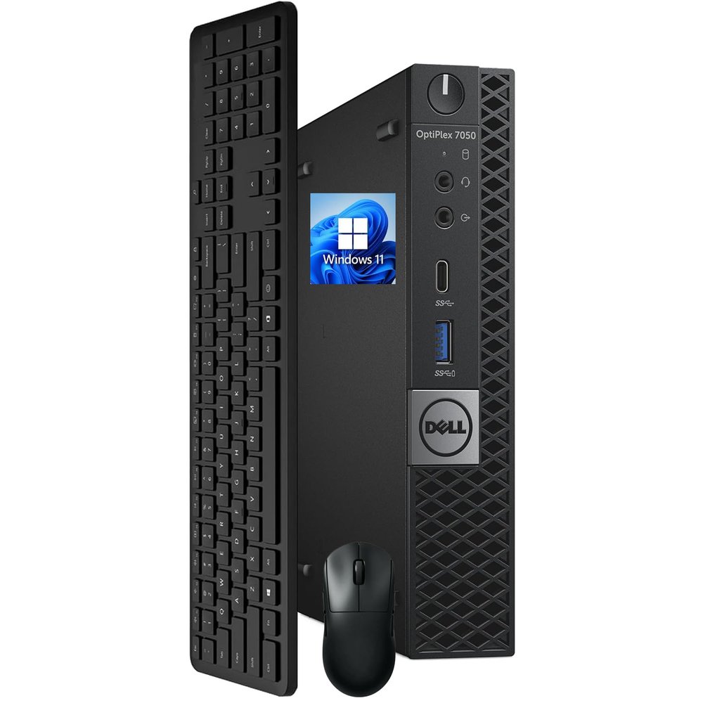 Dell OptiPlex 7050 mini Desktop Computer PC, Intel Core i5-7500, 16GB RAM, 256GB SSD, Wi-Fi, Bluetooth, Keyboard & Mouse, Windows 11 Pro (Renewed)