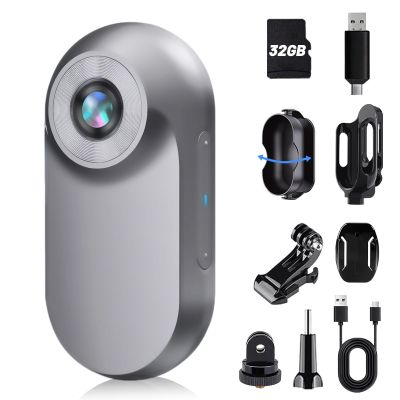 HOFAOUG Mini Body Camera 1080P, Thumb Size Wearable Helmet Camera, Clip On Action Cam, Body Cam for Cycling Travel Sports(Gray)