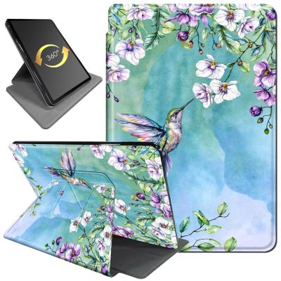 360Rotating Stand Case for 7" Kindle Paperwhite (12th Generation, 2024) & Kindle Colorsoft Signature Edition, Durable PU Leather Cover with Auto Wake/Sleep for Men, Women, Hummingbird Flower