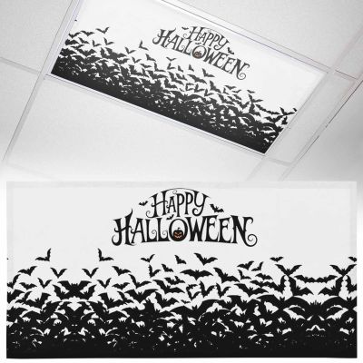 1 PCS Fluorescent Light Covers - Retro Halloween White Black Magnetic Light Filters for Ceiling Light,Seamless Bat Pumpkin Light Shade Panel for Office Classroom Home Decor,4 x 2 Feet