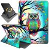 360Rotating Stand Case for 7" Kindle Paperwhite (12th Generation, 2024) & Kindle Colorsoft Signature Edition, Durable PU Leather Cover with Auto Wake/Sleep for Men, Women, Colorful Owl view 1