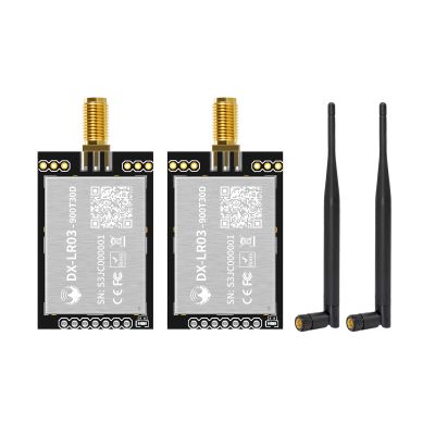 2 PCS DX-LR03 & Antenna 28 dBm 10KM Ultra Long Range LORA UART Serial Transceiver Module 868/915MHz at Conmand ASR6601 Main Chip+PA Compatible with Arduino CE FCC (DX-LR30-900T30D-(I)*2pcs)