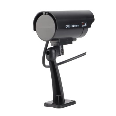 Sanpyl Dummy Camera CCTV Security Cam with Blinking Red IR LED for Indoor Outdoor Use, with Mounting Screws Wall Plugs Warning Stickers (Black)
