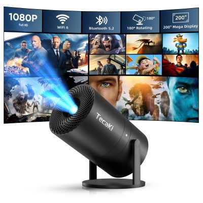 Mini Portable Projector with WiFi and Bluetooth,Support Movie Projector 1080P HD,Auto Keystone Correction,180 Rotatable,Compatible with TV Stick, HDMI, USB, Smartphone, Laptop