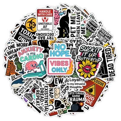 100 Pcs Adult Dark Humor Stickers Pack Funny Offensive Waterproof Vinyl Decals for Car Laptop Water Bottle Scrapbook Wall Sarcastic Meme Sticker Gift for Adults Men Women Birthday