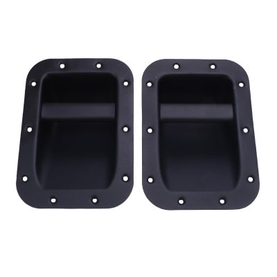 DirectNine Basics Metal Recessed Speaker Handles Heavy Duty Ergonomic Grip Speaker Cabinet Bar Handles for PA Systems Amplifier Cases Iron Black 220x160mm 2 Pcs