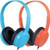 Waneni Wired Headphones Bulk 2 Pack for Classroom School, 3.5mm Pulg, Lightweight, Sturdy Headsets for Kids Students and Adults (Orange & Light Blue) view 1