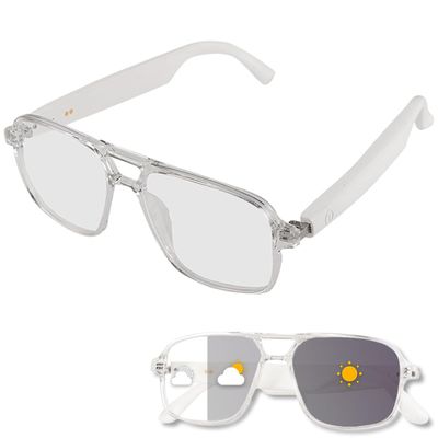 epekops Smart Glasses Bluetooth Audio Glasses Sunglasses Blue Light Glasses for Men Women Dual Mic Color-Change UV Protection