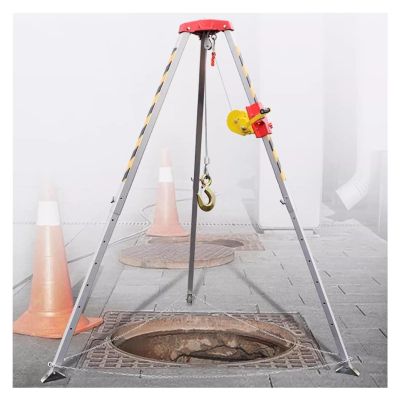 Emergency Rescue Tripod Kit for Confined Spaces, Adjustable Aluminum Access Equipment for Sewer & Underground Pipe Rescue, 1800lbs Winch, Industrial Safety System