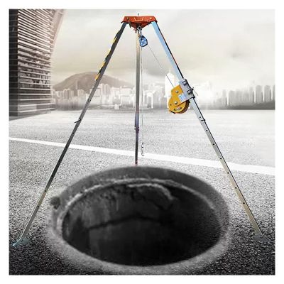 Aluminum Tripod Rescue Kit for Confined Spaces - Fall Protection System with 30m Rope for Emergency Firefighting & Lifting Operations - Durable & Lightweight