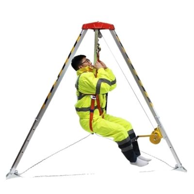 7ft Confined Space Tripod Kit, 1800lbs Firefighting Rescue Tripod for Tunnels & Sewers, 98ft Cable Lift System with 33ft Fall Protection, Ideal for Pipeline Access