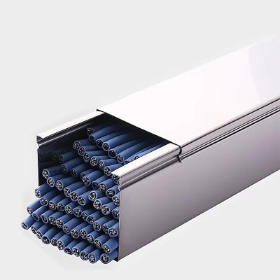 HDYZJQ Cable Channels to Hide Wires, Stainless Steels Cable Trunking Raceway for Office/Warehouses/Workshop, Wall Floor Ethernet Wire Concealer(WxH-60x50mm)