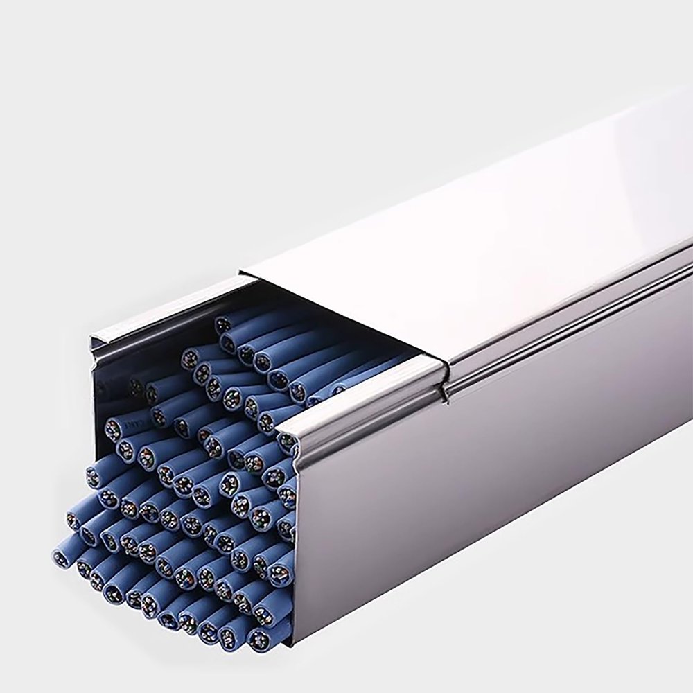 HDYZJQ Cable Channels to Hide Wires, Stainless Steels Cable Trunking Raceway for Office/Warehouses/Workshop, Wall Floor Ethernet Wire Concealer(WxH-60x50mm)