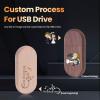 16GB 100Pcs Personalized Custom Wood USB 3.0 Flash Drive, Bulk Customize Oval Thumb Drives with Exquisite Linen Bag for Company/School/Photography view 2