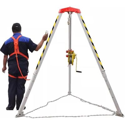 Aluminum Confined Space Rescue Tripod with Safety Belt, 1800 lbs Capacity, Telescopic Legs, Emergency Firefighting Rescue Rope System, Lifting & Rescue Equipment, 400kg Rated Load