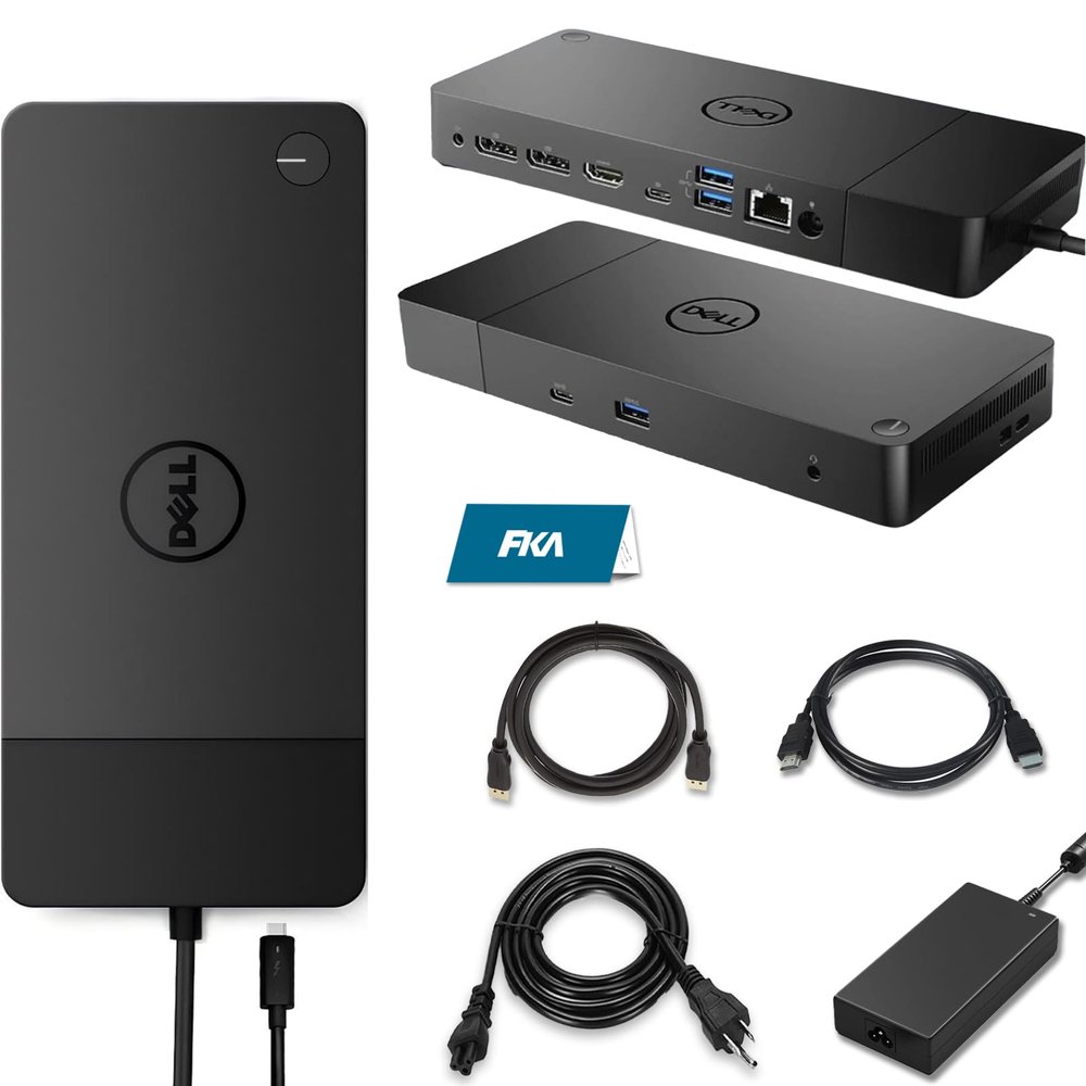 Dell WD19TBS Thunderbolt Dock, 180W Dell Docking Station with HDMI/Dual DisplayPort, Dual Monitor Support, Bundle with HDMI/DP Cables (Renewed)