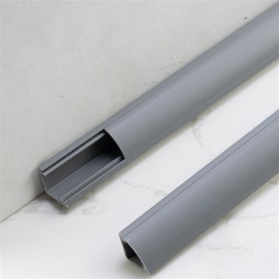 HDYZJQ Corner Cable Raceway Kit 2 Pack, Self-Adhesive Thin Wire Hider for Floor Wall and Ceiling Baseboard, 100cm Length Cable Channel Raceway Wire Cover(Gray,WxH-32x32mm)