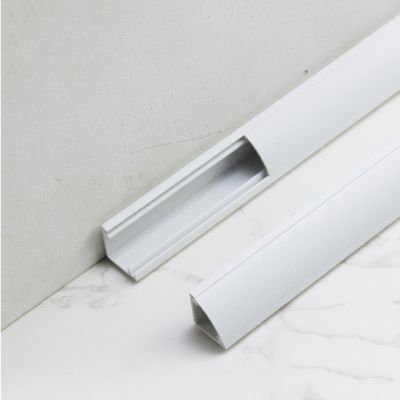 HDYZJQ Corner Cable Raceway Kit 2 Pack, Self-Adhesive Thin Wire Hider for Floor Wall and Ceiling Baseboard, 100cm Length Cable Channel Raceway Wire Cover(White,WxH-32x32mm)