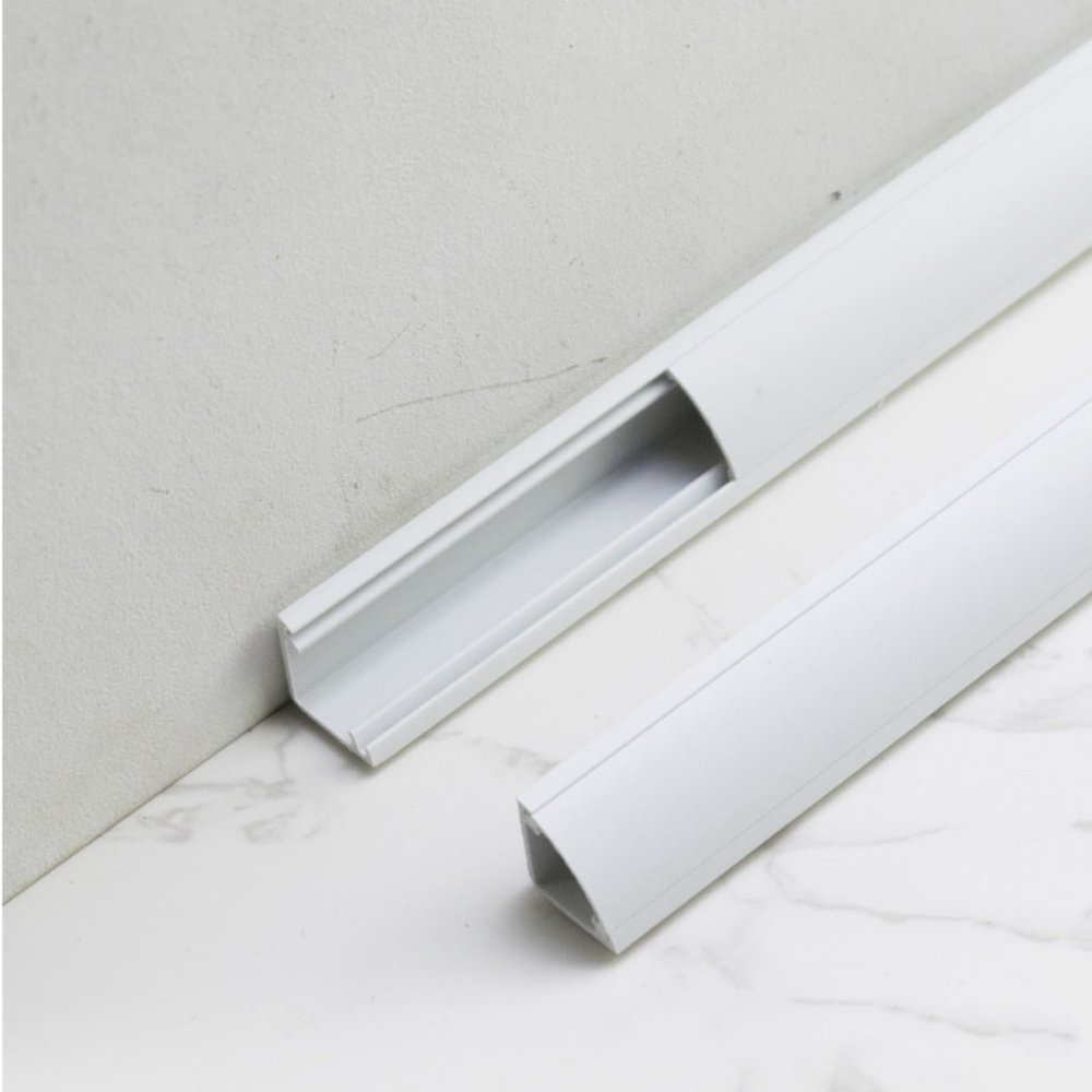 HDYZJQ Corner Cable Raceway Kit 2 Pack, Self-Adhesive Thin Wire Hider for Floor Wall and Ceiling Baseboard, 100cm Length Cable Channel Raceway Wire Cover(White,WxH-32x32mm)