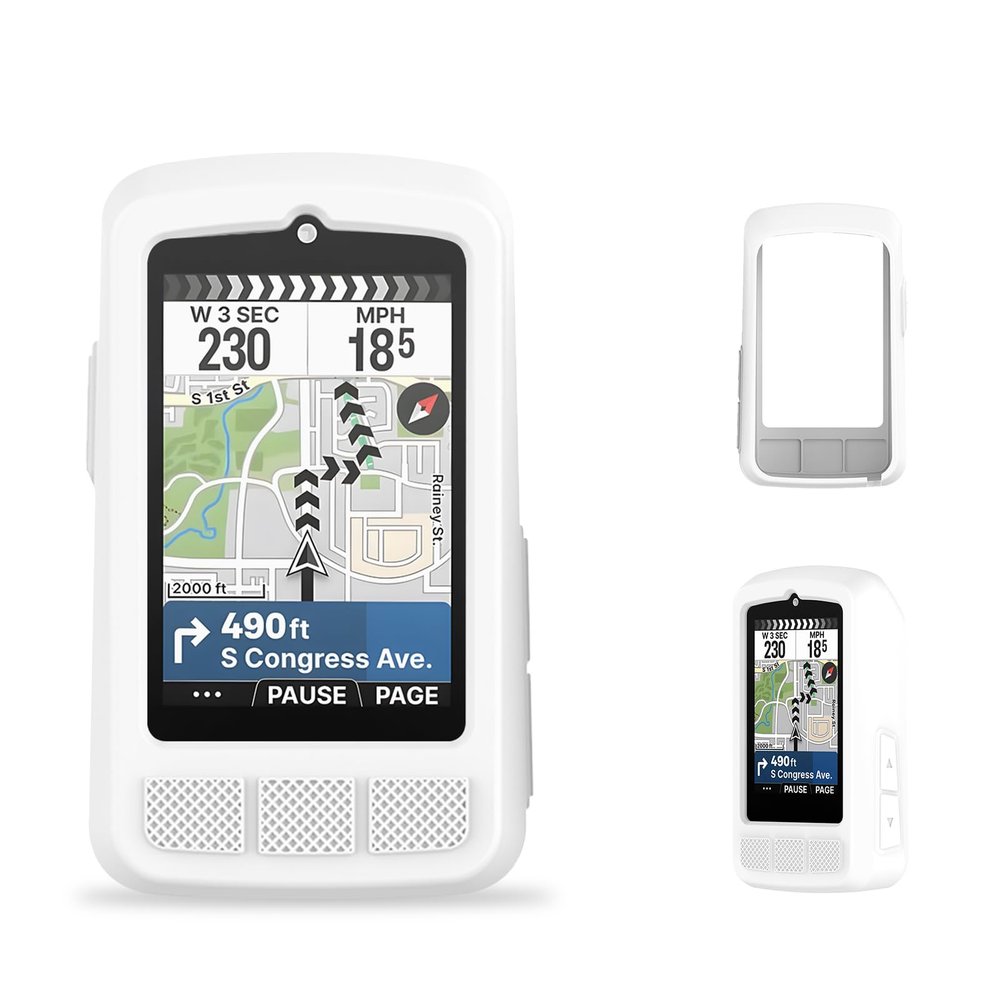 Case for Wahoo ELEMNT BOLT3 / Bolt V3 GPS Cycling Computer, KONXISA Soft Silicone Cover, Protective Waterproof for Cycling Navigation Device Accessories, Scratch and Dust Resistant Case, White