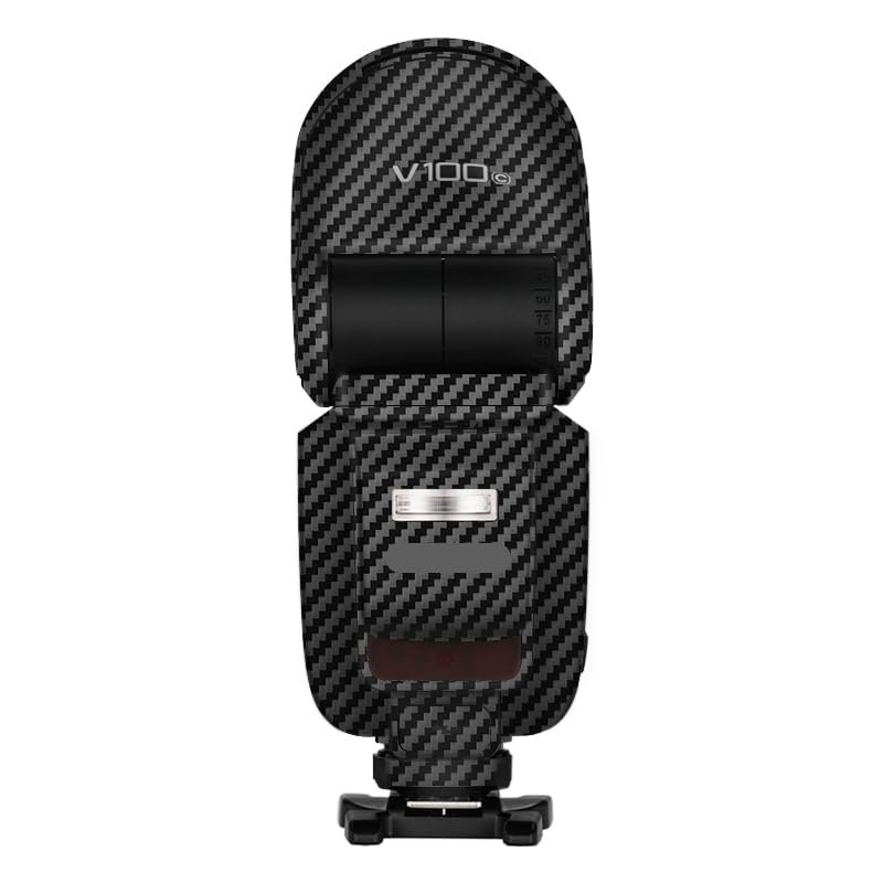 Camera Flash Protector Coat Protective Film for Godox V100 Body Vinly Wrap Skin Premium Sticker Photography Decal V100 (Carbon Fiber Black)