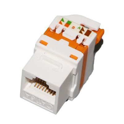Rotary Network Keystone Jack CAT 6A UTP Unshielded Ethernet Adapter Orange Toolless (10)