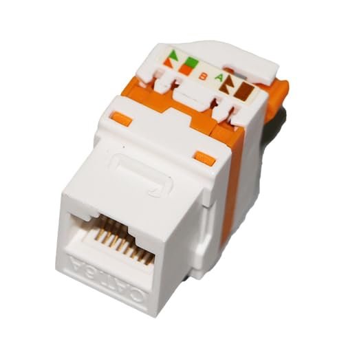 Rotary Network Keystone Jack CAT 6A UTP Unshielded Ethernet Adapter Orange Toolless (10)